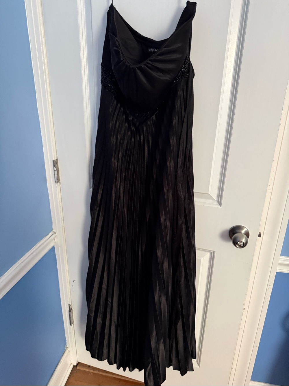 City Chic Black Pleated Evening Gown Strapless